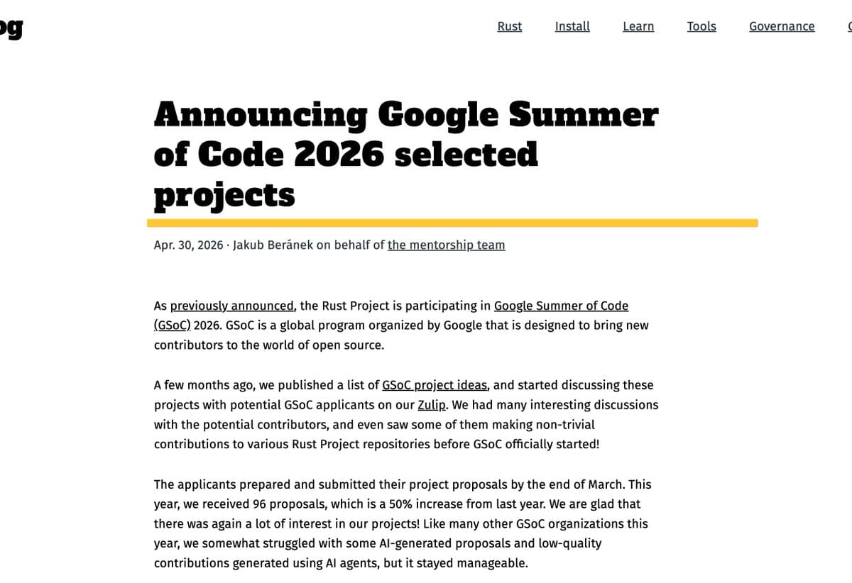 Rust Project Selects 13 GSoC Proposals, Spotlighting GPU, WebAssembly, and Tooling