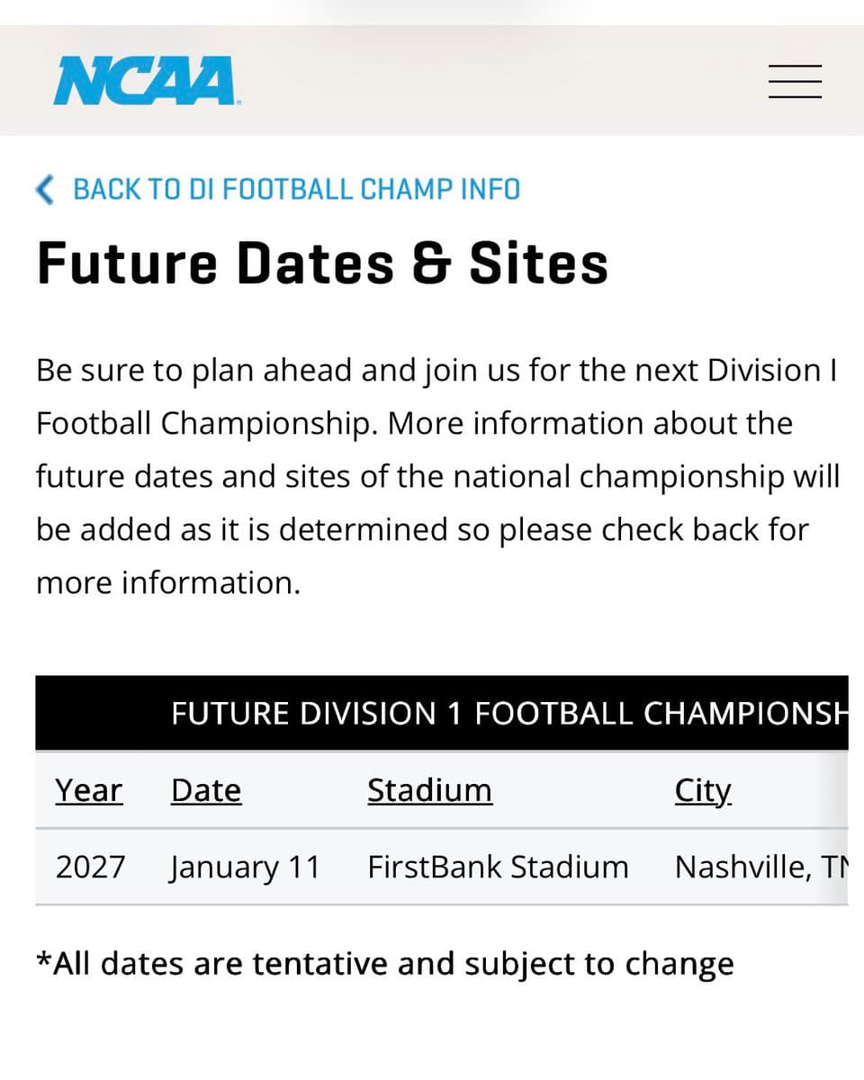 NCAA updates FCS title game date to Jan. 11, 2027