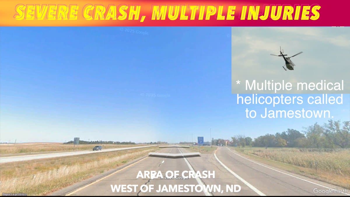Severe rollover crash near Jamestown under investigation, highway patrol seeks witnesses