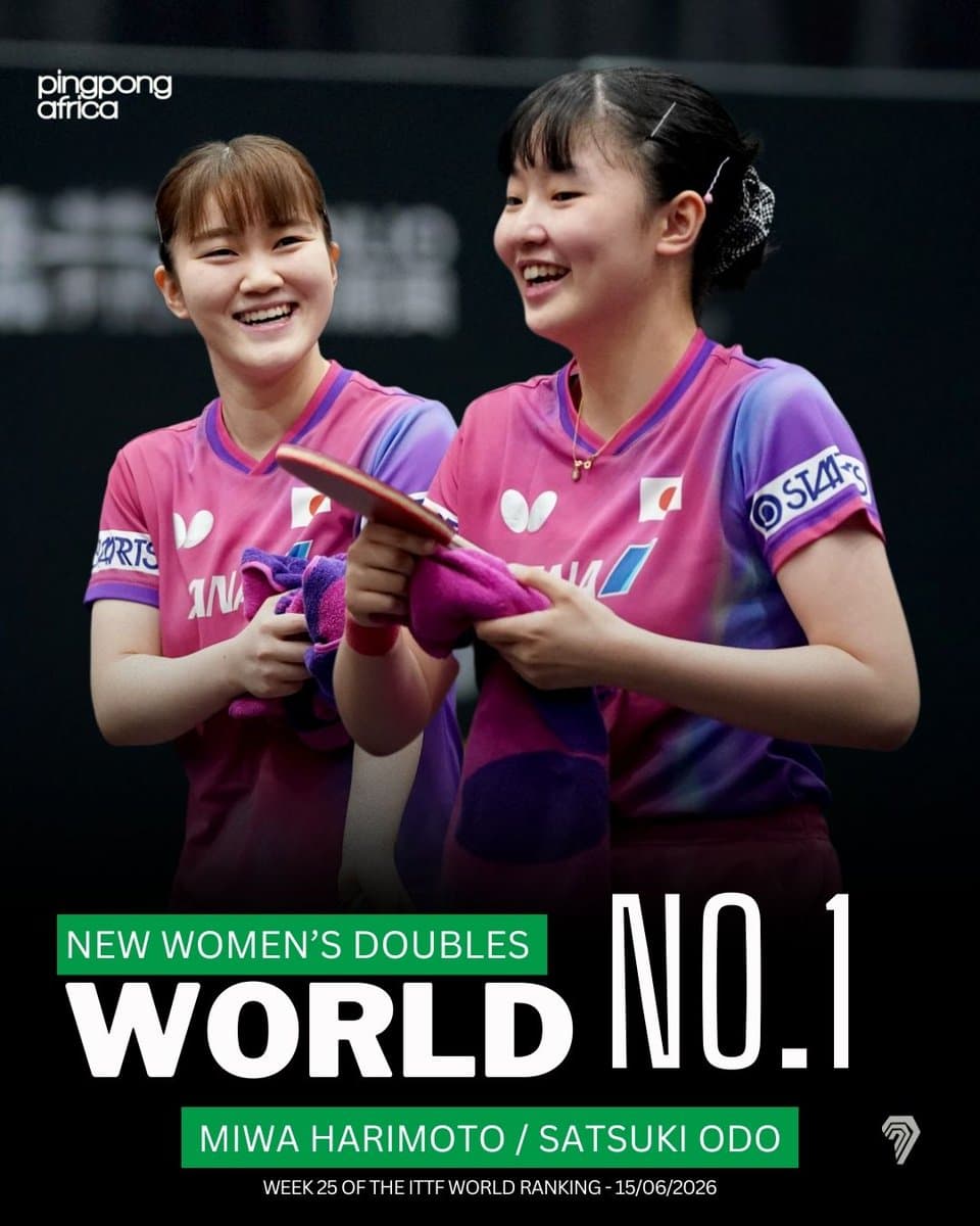Harimoto and Odo rise to No. 1 in women’s doubles rankings