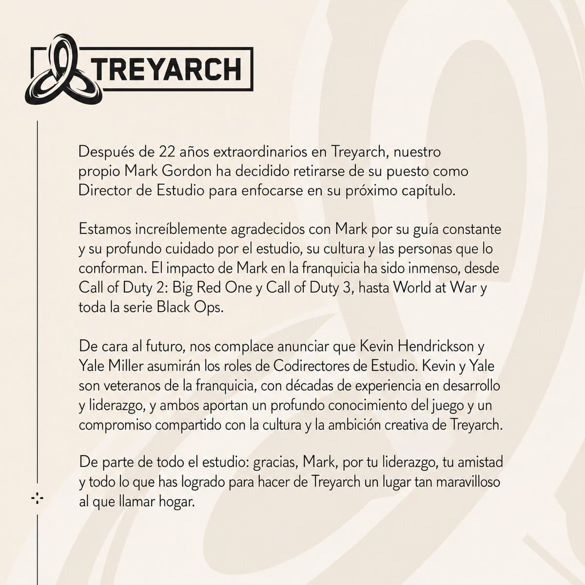 Treyarch head Mark Gordon leaves Activision after 22 years