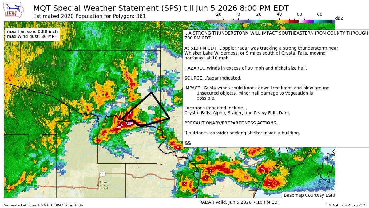 Strong thunderstorms, hail threaten Iron County through Wednesday evening