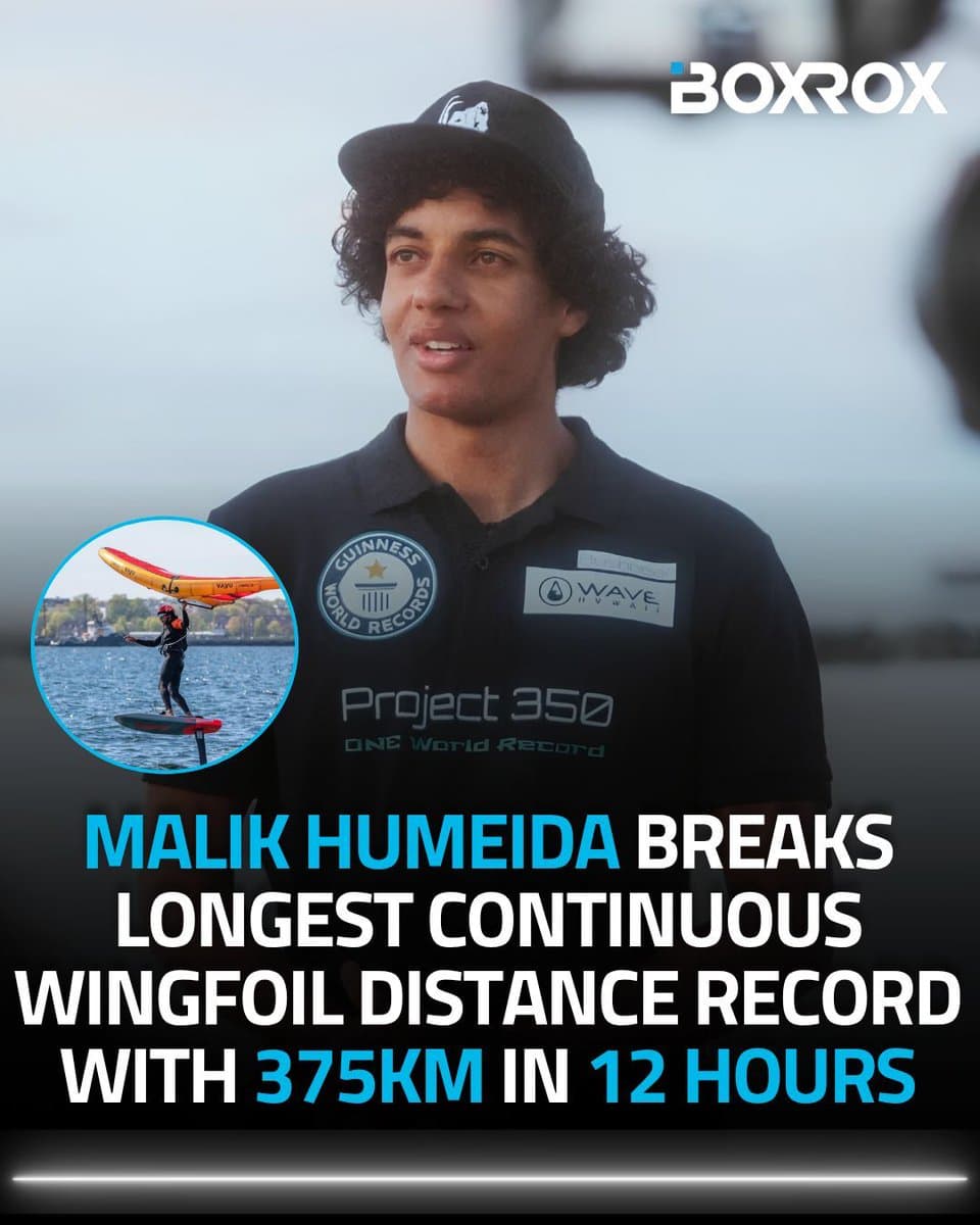 German wingfoiler Malik Humeida sets 375km Guinness world record