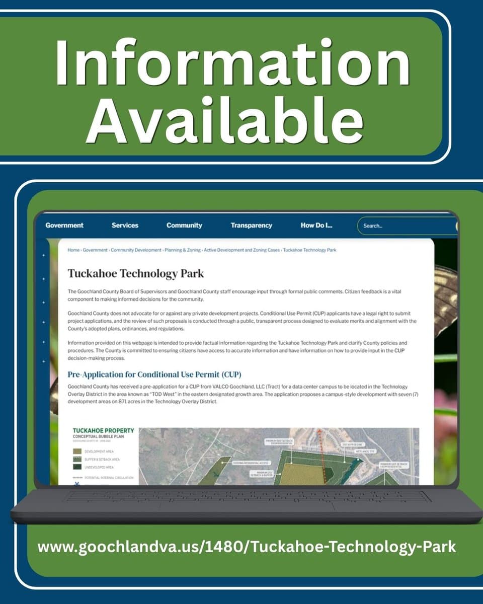 Goochland County posts Tuckahoe Technology Park data center permit page