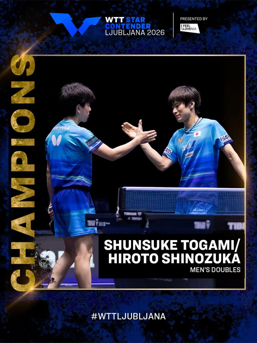 Togami and Shinozuka win maiden WTT men’s doubles title in Ljubljana