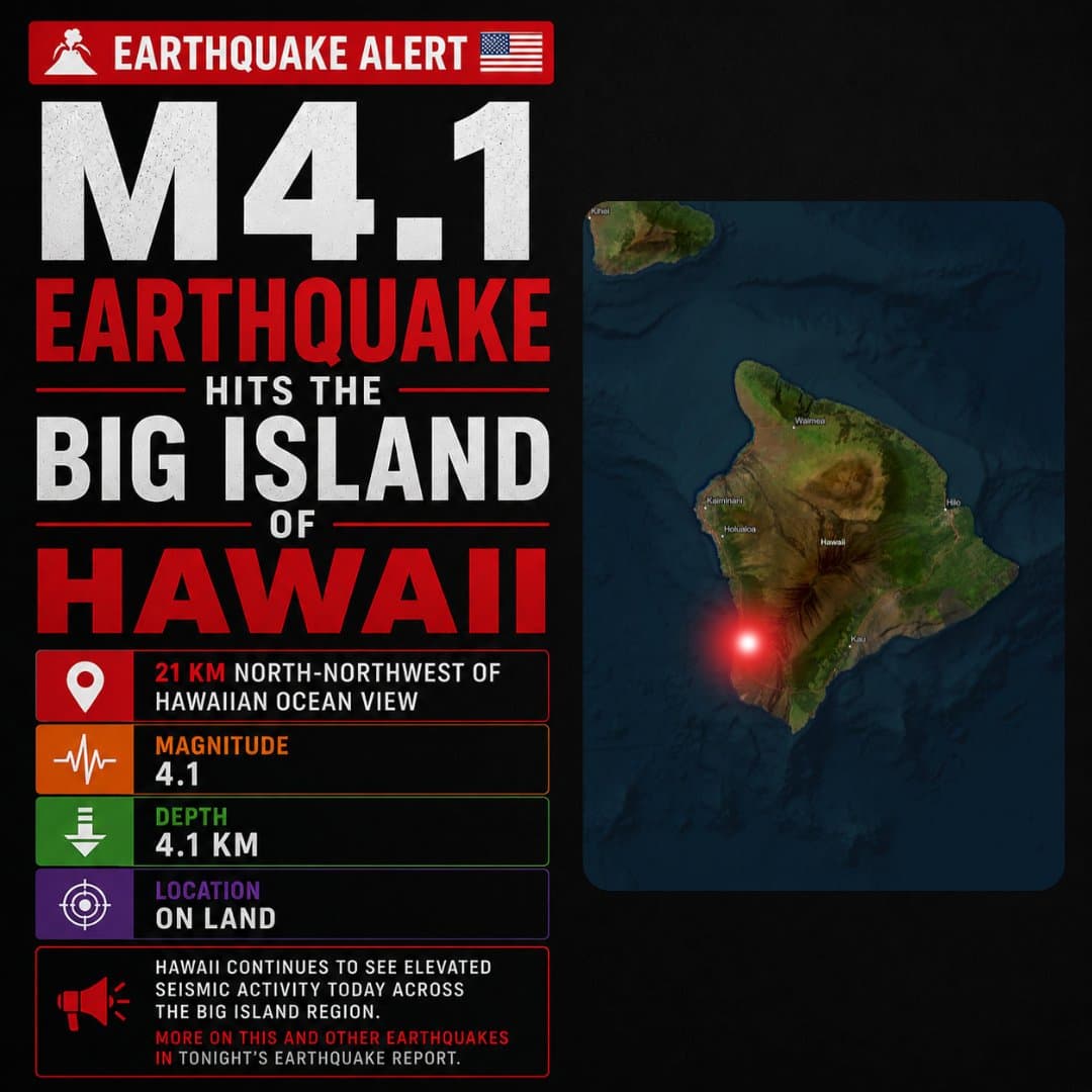 Magnitude 4.1 earthquake rattles Hawaiian Ocean View, smaller quakes follow