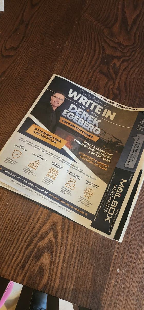 Derek Egeberg launches write-in bid for Yuma City Council