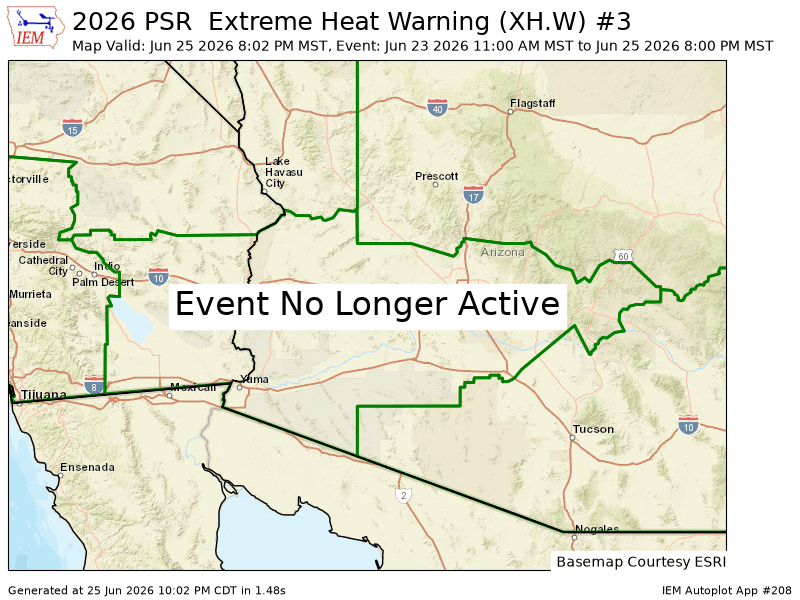 Extreme Heat Warning issued for Central La Paz County, Parker Valley