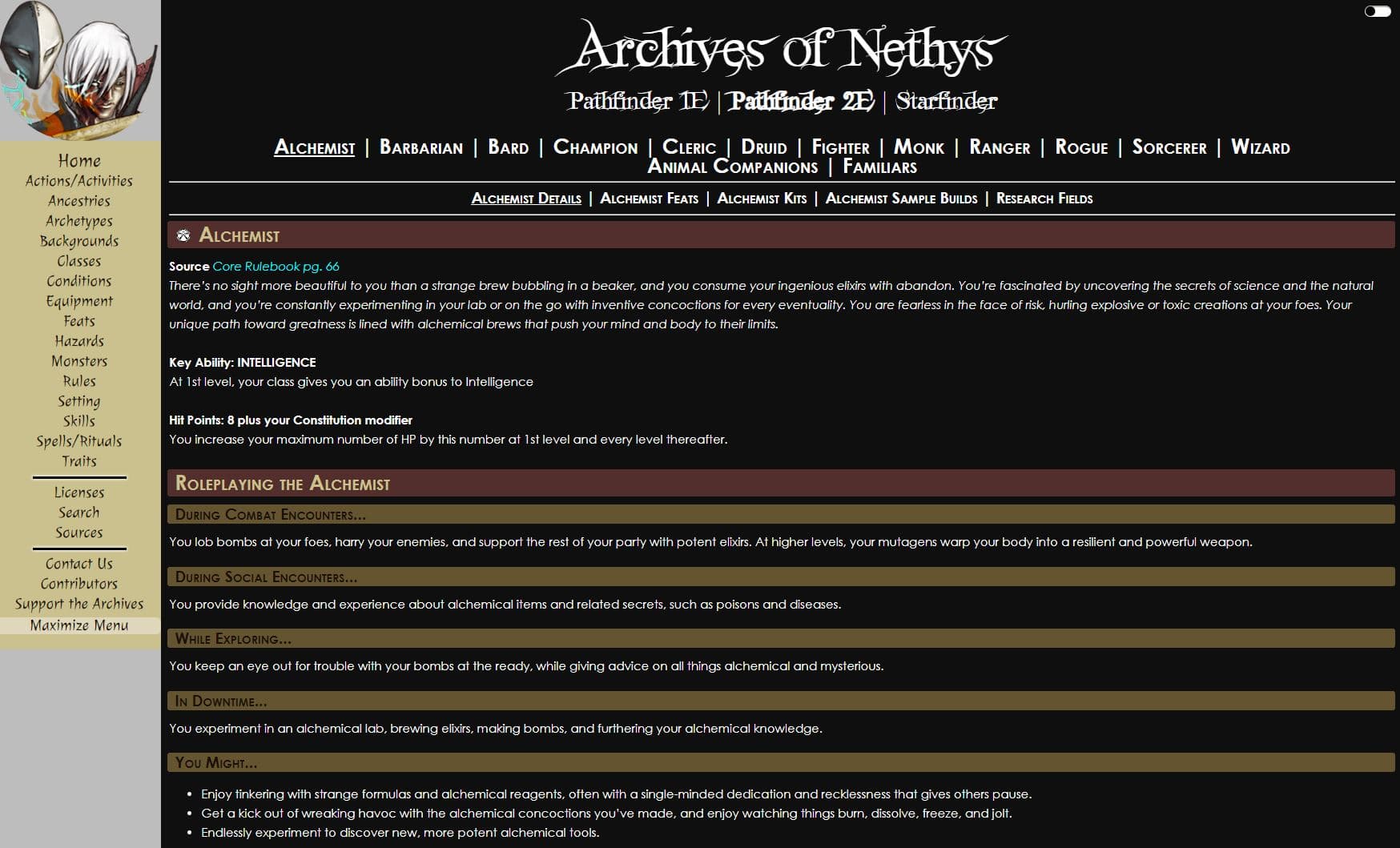 Archives of Nethys Remains Pathfinder 2E Rules Hub Online