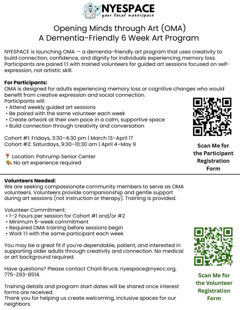 NYESPACE to Launch Dementia-Friendly Art Program in Pahrump Next Month