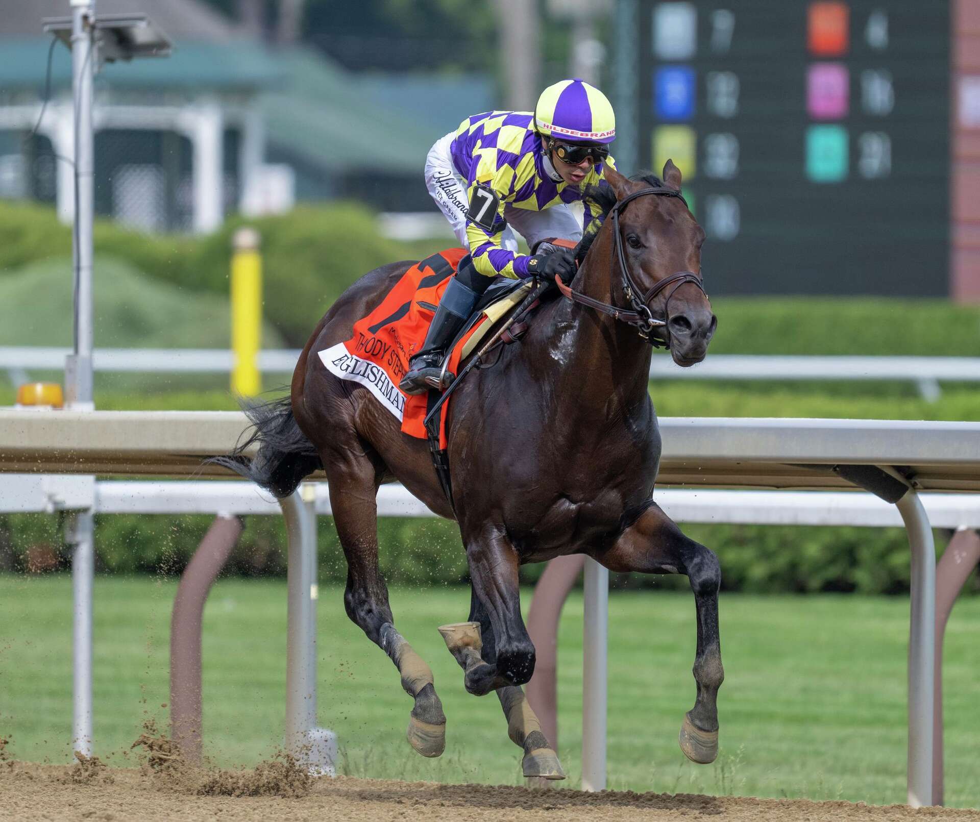 Englishman sizzles in Woody Stephens with track-record equaling run