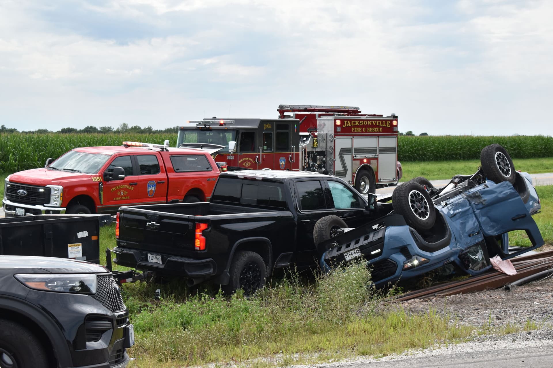 Rollover crash on Route 104 in Jacksonville leaves no injuries