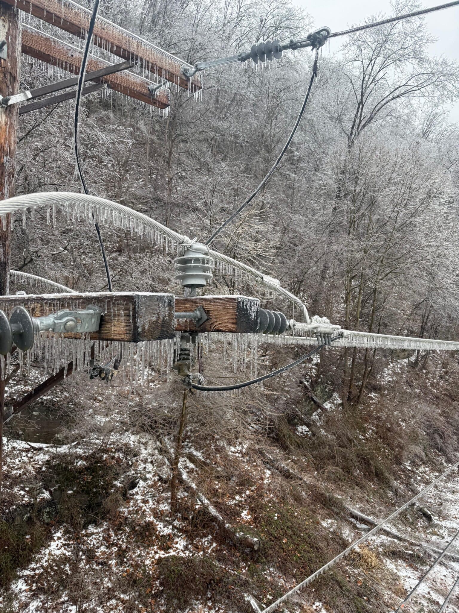 Appalachian Power Crews Progress in McDowell County Despite Ice, Wind, Downed Trees