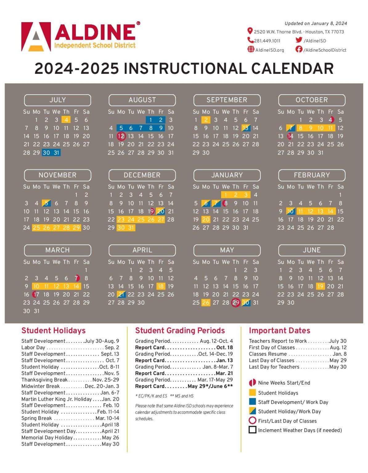 Aldine ISD sought public input on 2026-27 school calendars