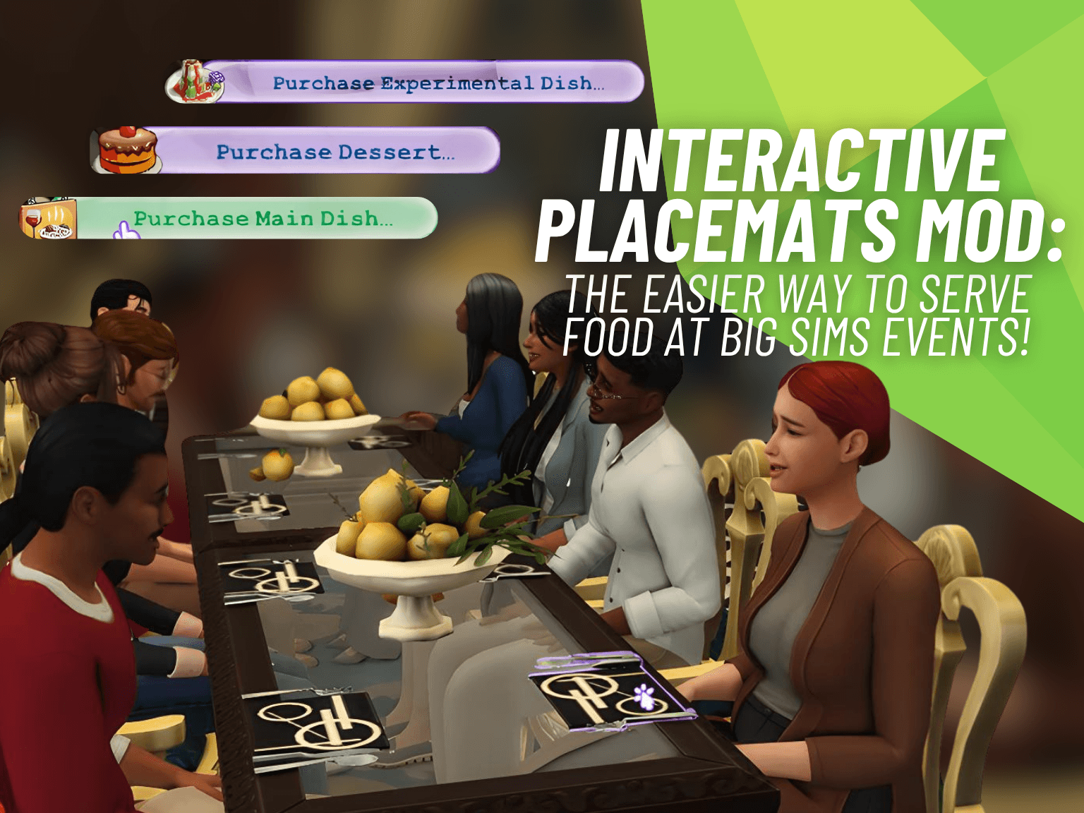 Interactive placemat mod lets Sims order food without leaving the table