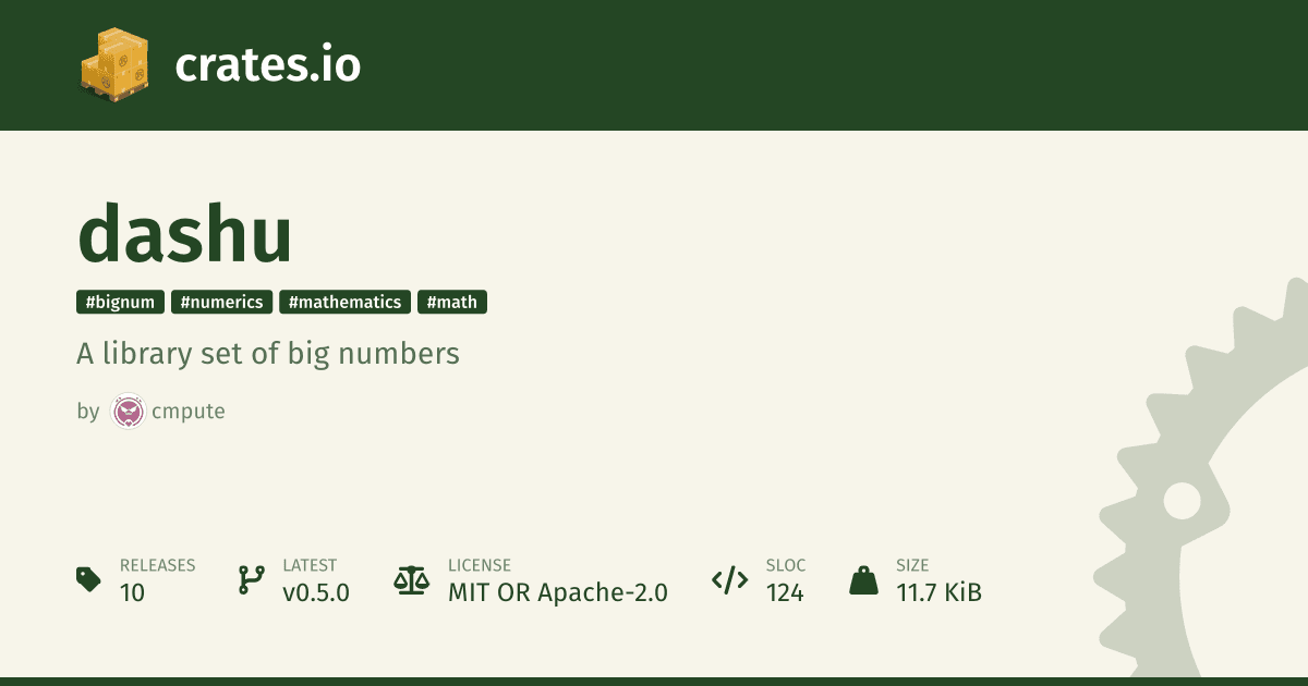 Dashu aims to become Rust’s full big-number stack