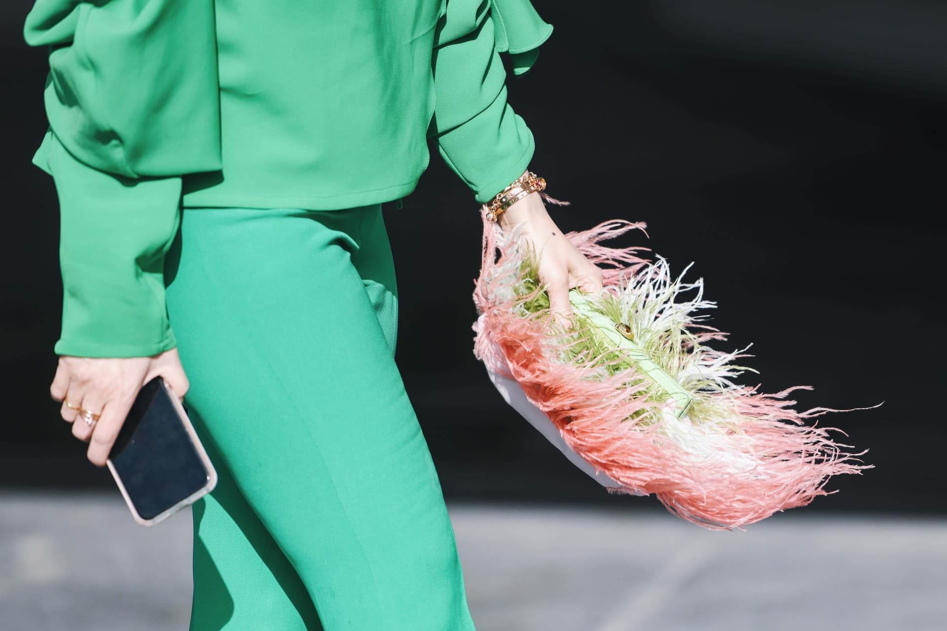 Spring Wedding-Guest Trends, Statement Necklines, Feathers and Bold Color Lead