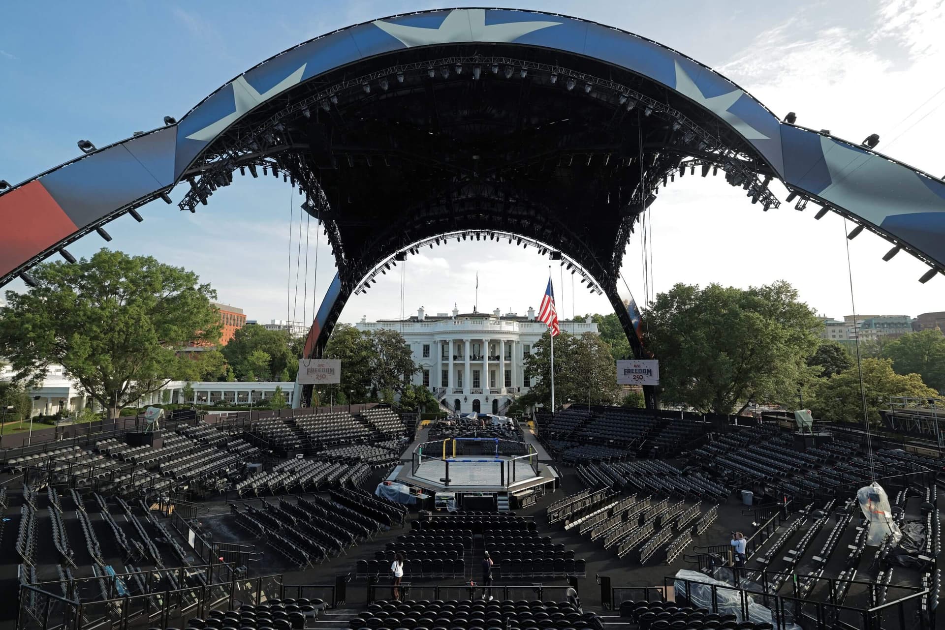 Trump stages UFC fight on White House South Lawn for America 250