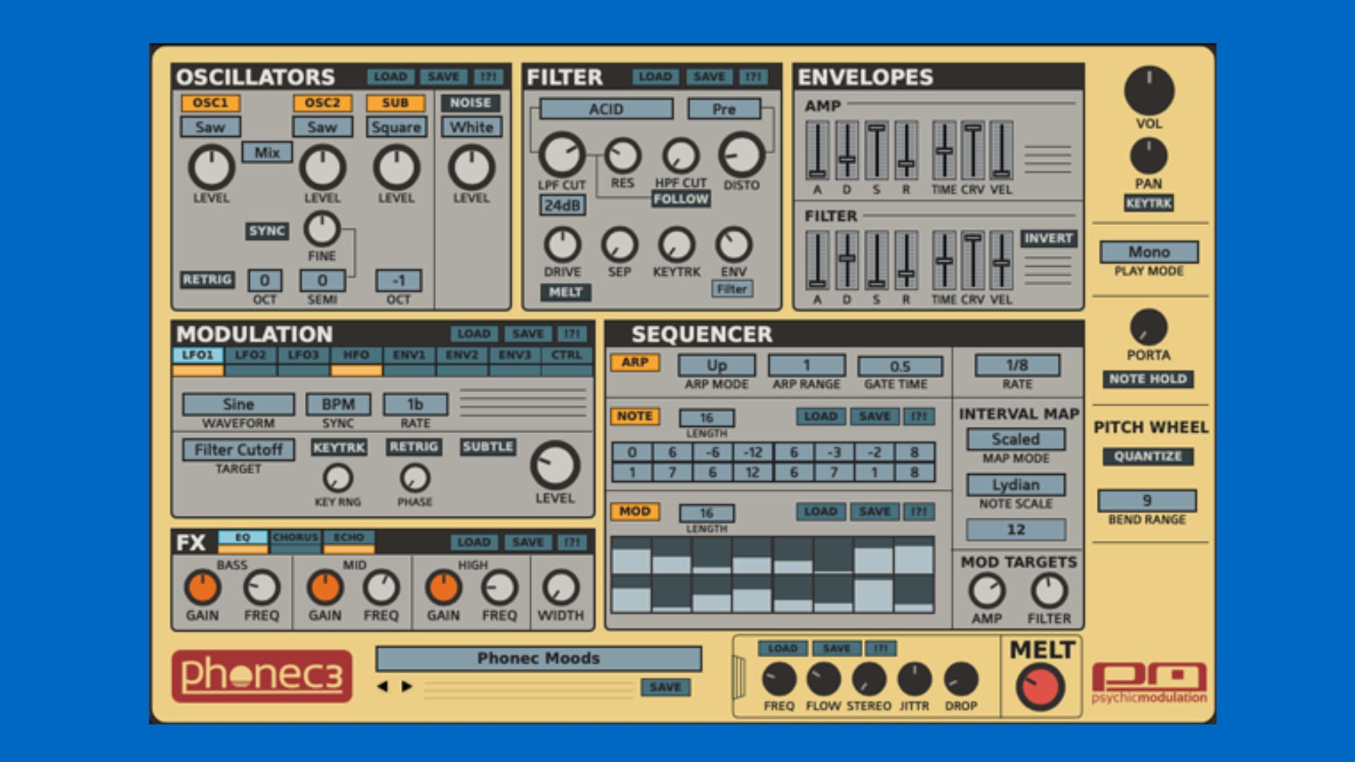 Psychic Modulation Releases Phonec3, a Lo-Fi Vintage Synth with Sequencer