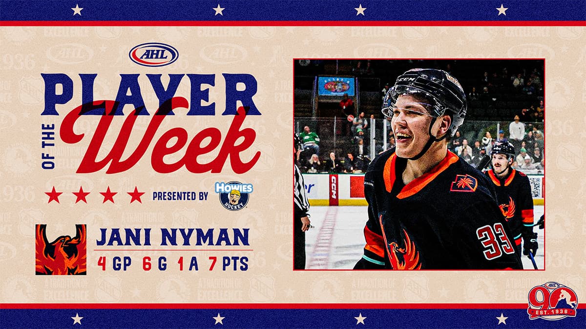 Firebirds' Jani Nyman Named AHL Player of the Week After Six-Goal Burst