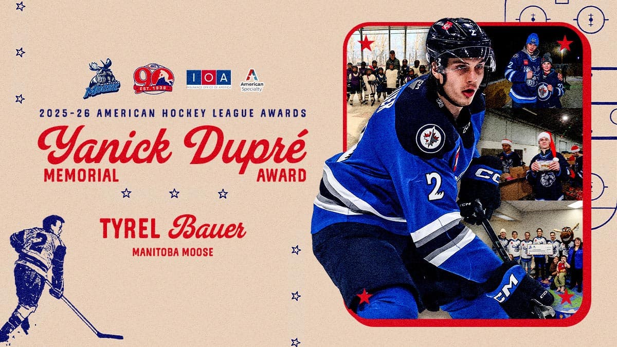 Tyrel Bauer wins AHL Yanick Dupré Memorial Award for community work