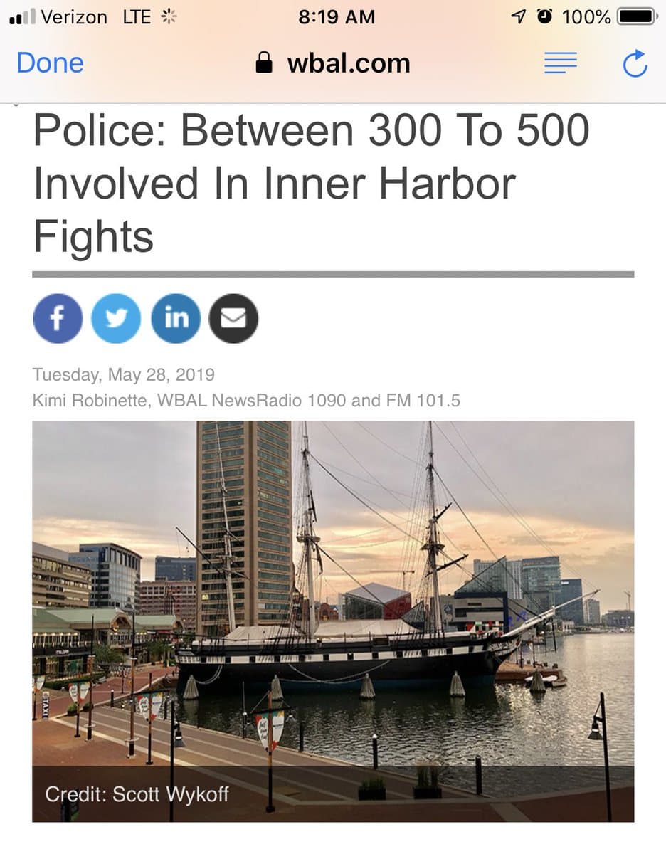 Baltimore Police Arrest Seven Juveniles After Inner Harbor Teen Brawls
