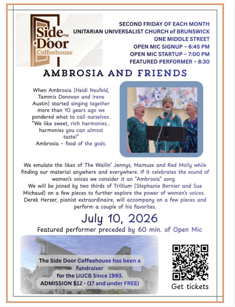 Side Door Coffeehouse returns July 10 with local performers in Brunswick