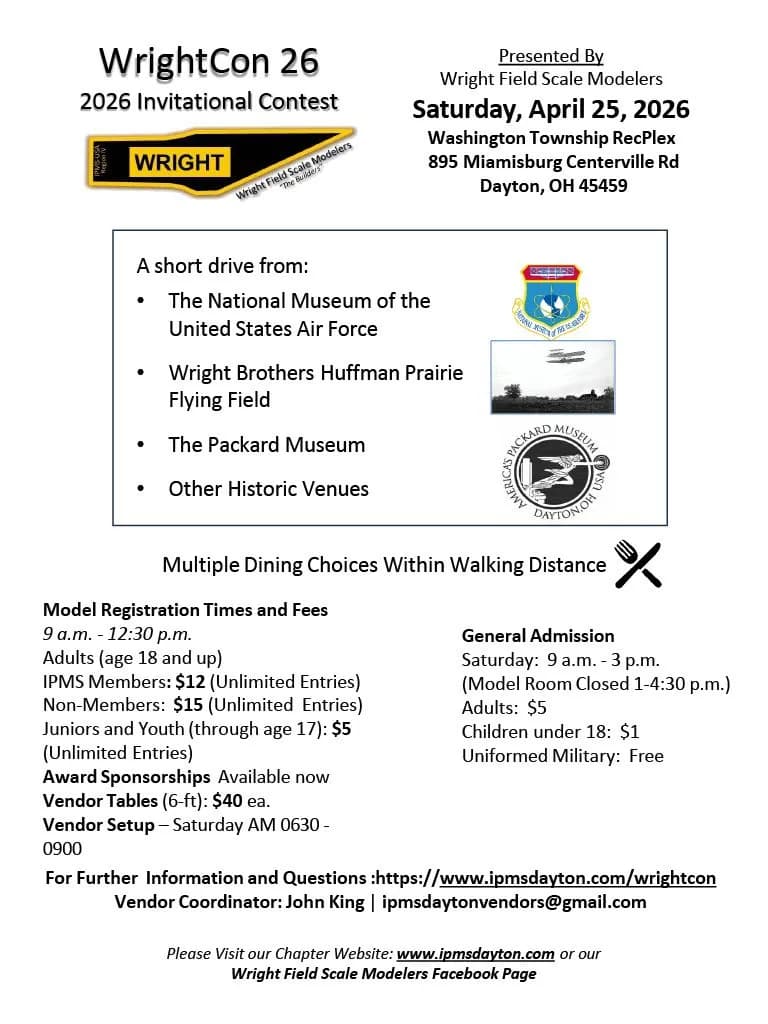 WrightCon 2026 brings 74 categories and open entry to Dayton modelers