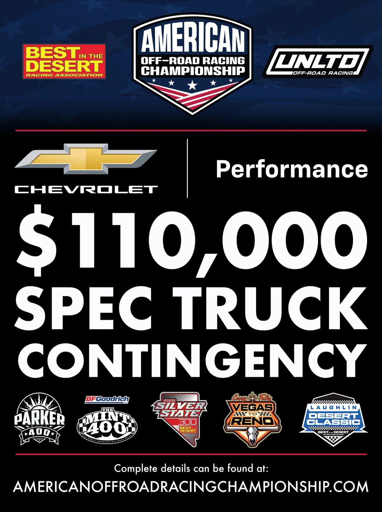 Chevrolet commits $110,000 to desert racing at Parker 400