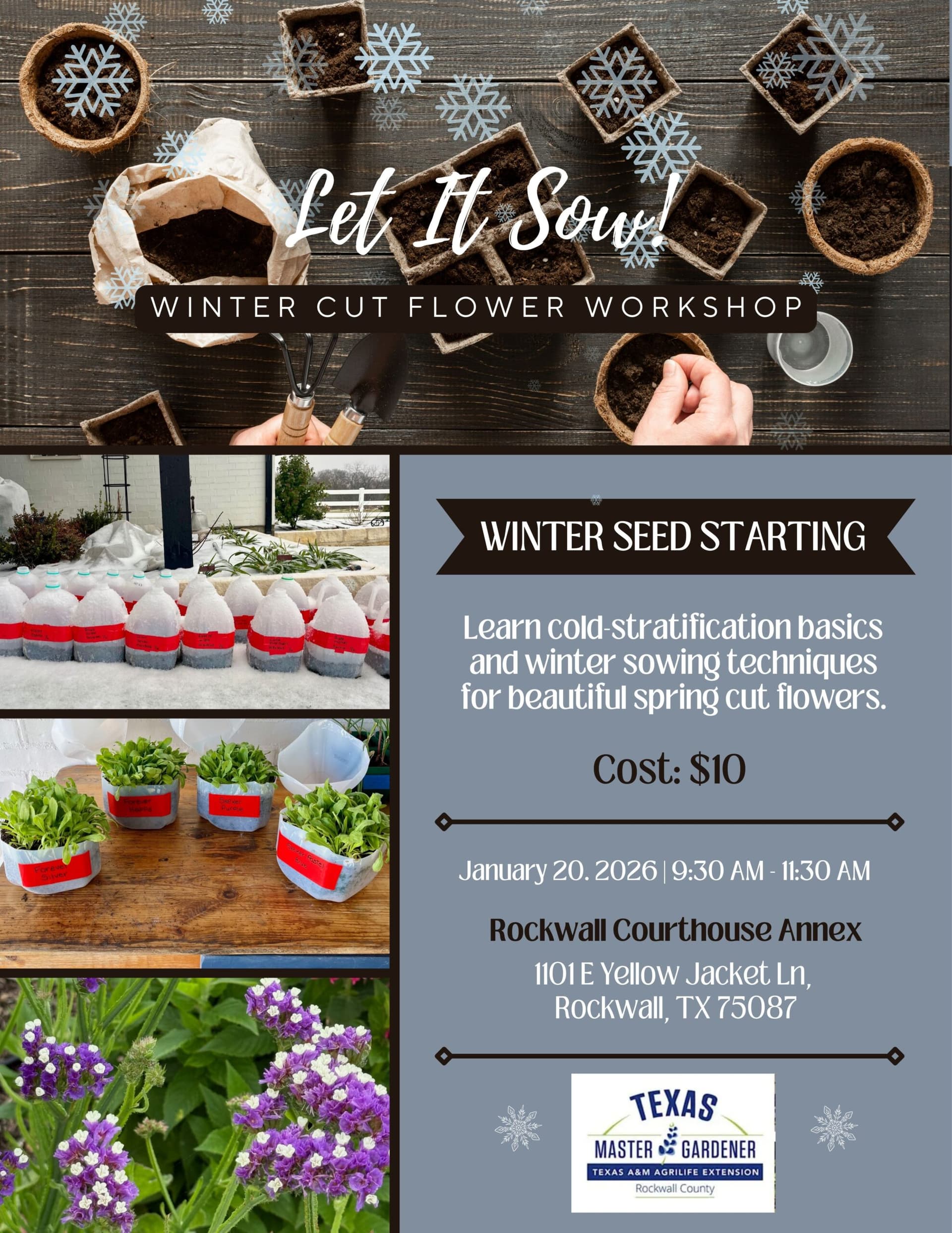 Hands-On Winter Sowing Workshop at Rockwall County Annex January 20