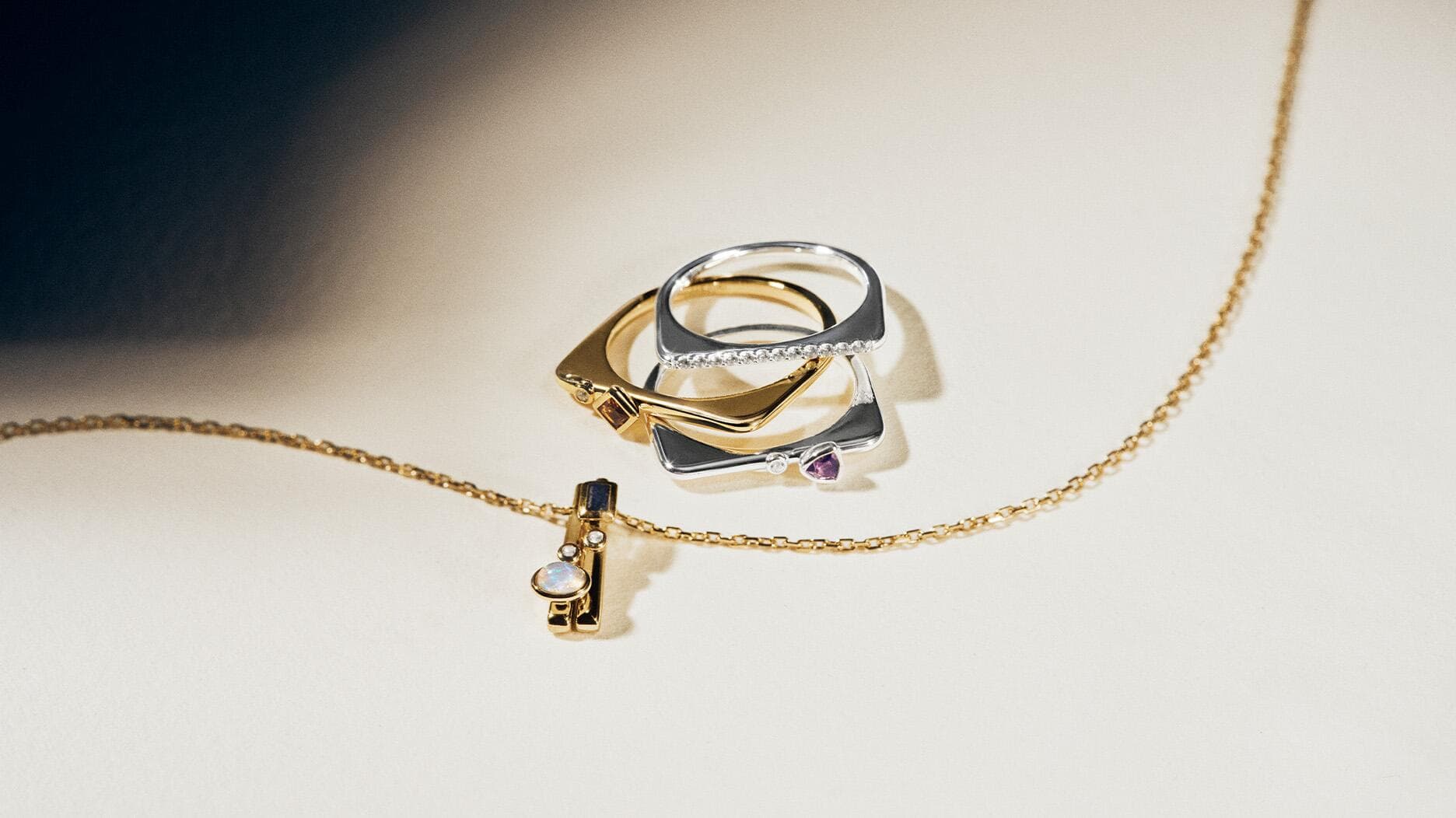 Mejuri Adds Sterling Silver Options to Its Birthstone Puzzle Stacking Ring Line