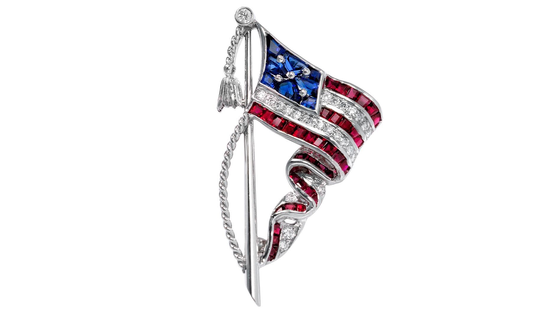 Oscar Heyman flag brooch celebrates America’s 250th with birthstone gems