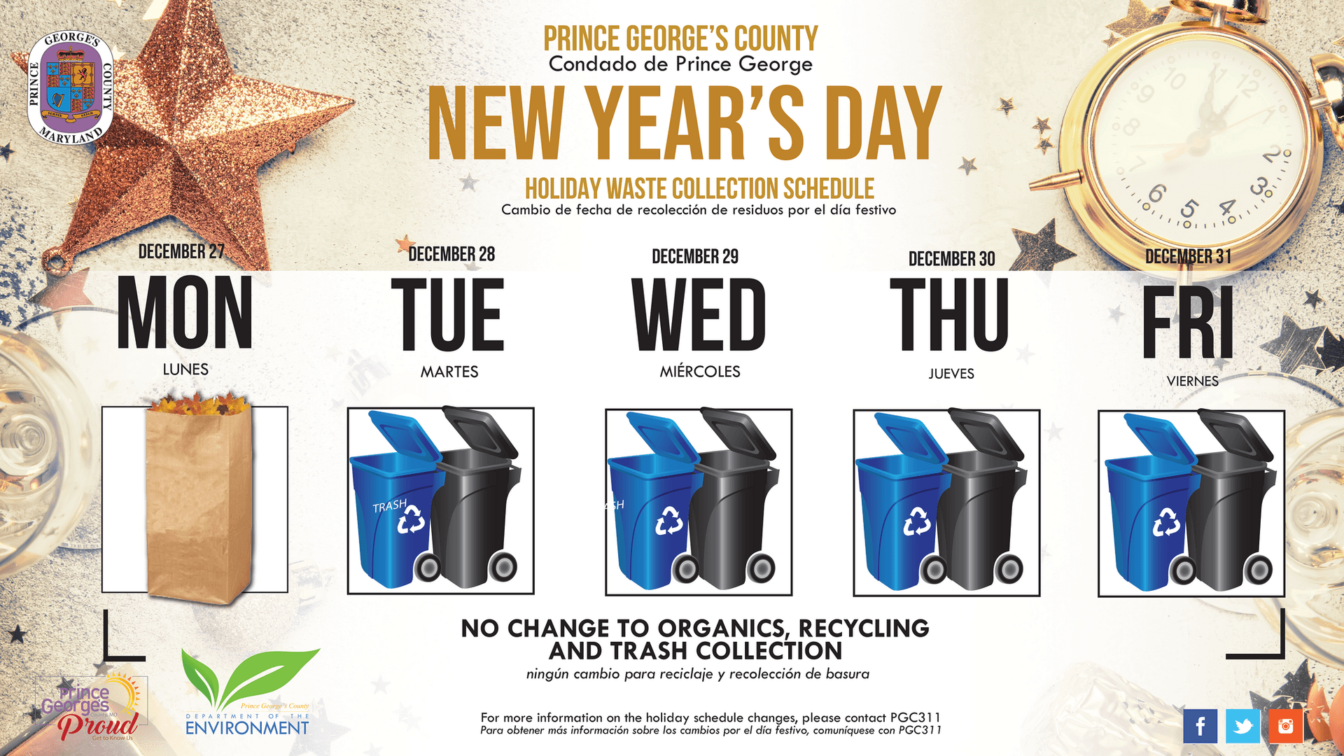 Prince George's County Updates Holiday Trash Collection Schedule, Residents Advised