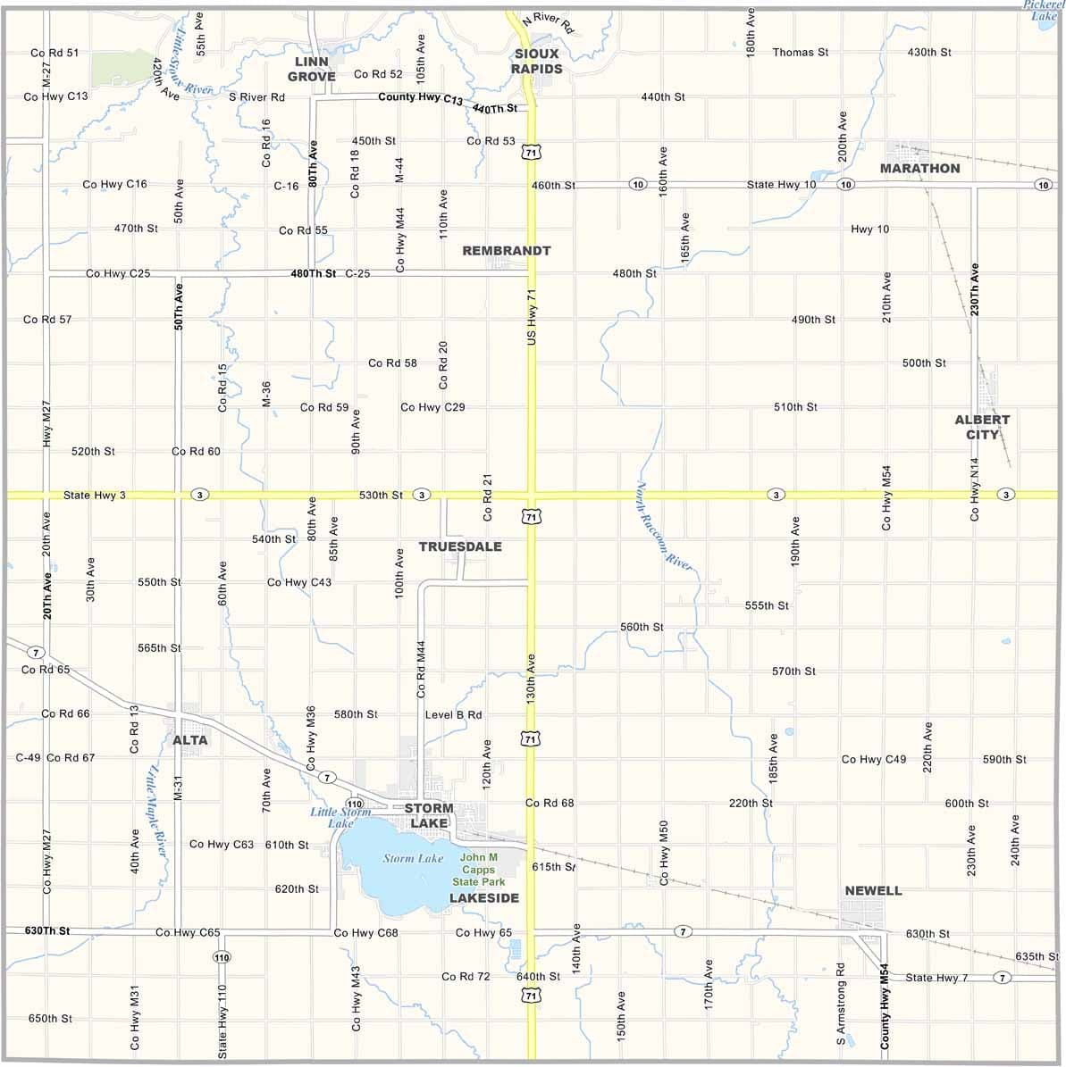 Buena Vista County GIS maps zoning, roads and flood risks
