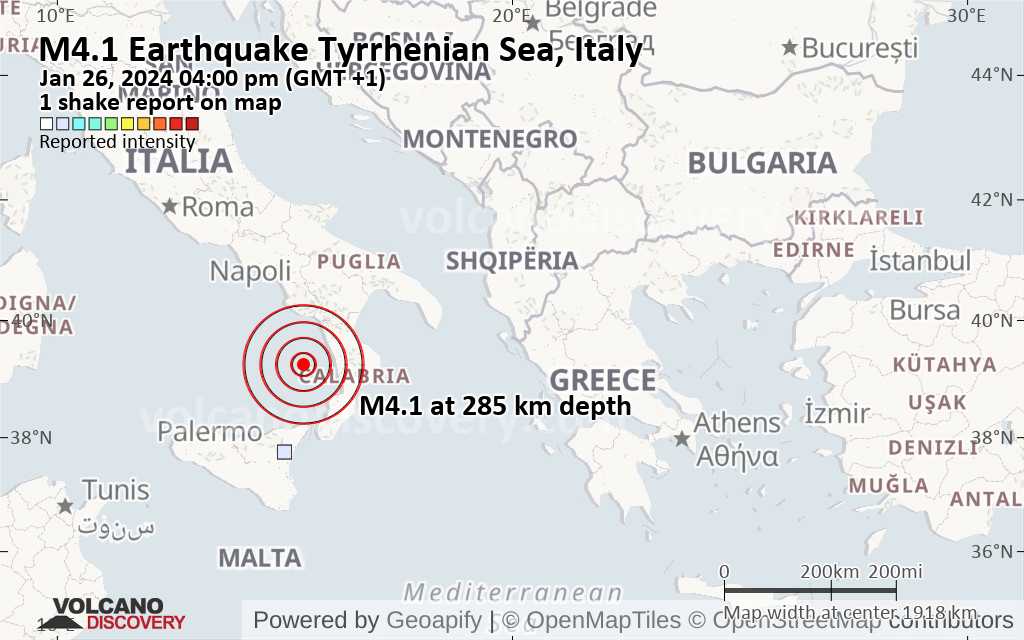 Deep-Focus 6.0 Earthquake Shakes Tyrrhenian Sea Near Naples