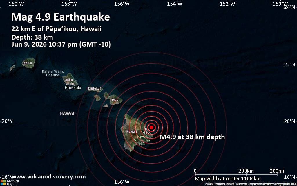 Magnitude 4.9 quake shakes Big Island, no tsunami threat reported