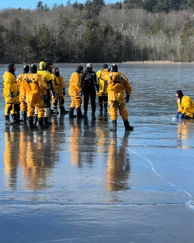 Bath Fire and Rescue Conducts Ice-Water Rescue Training at Morse High, HillHouse