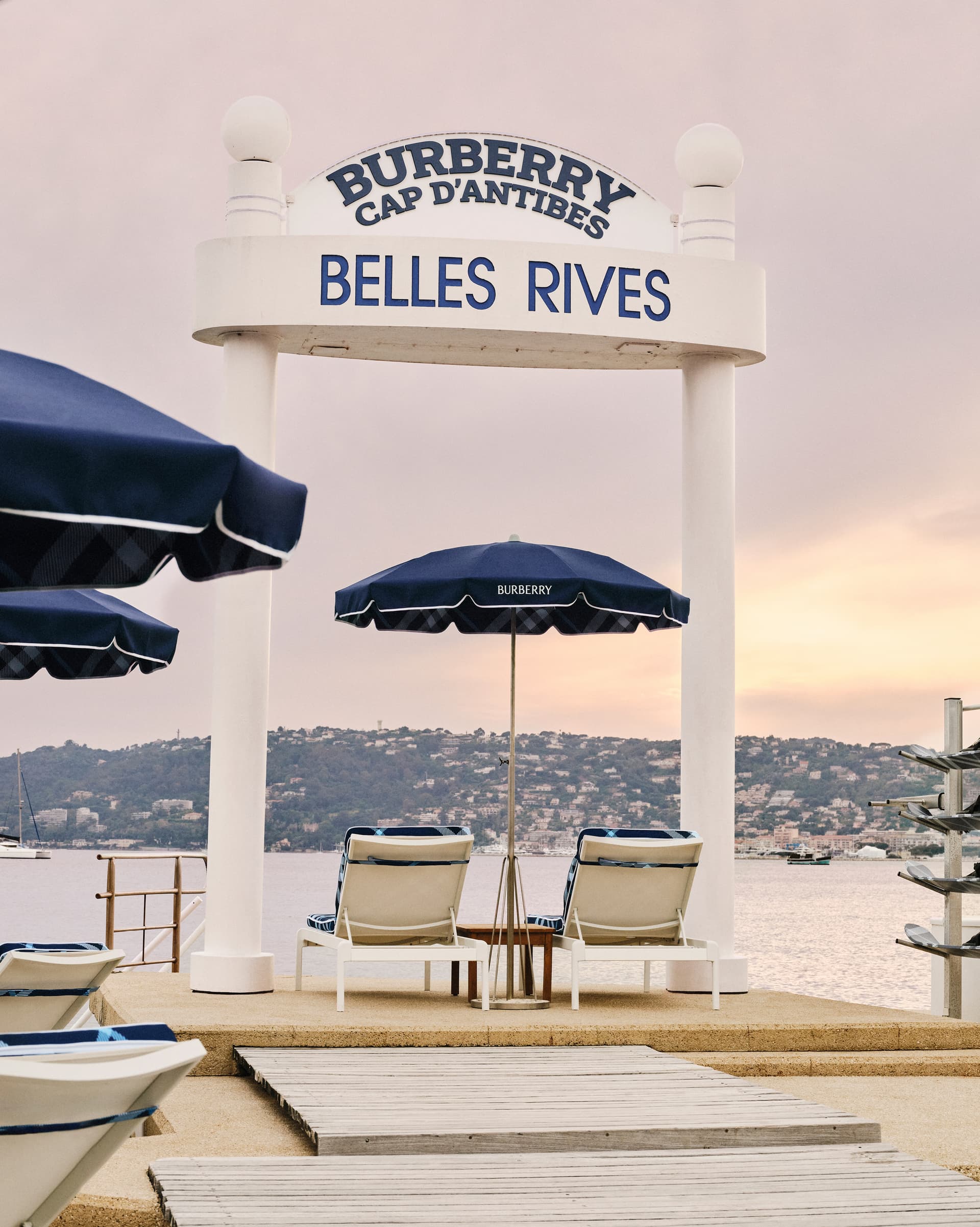 Burberry takes over Hôtel Belles Rives with Riviera blue-check makeover