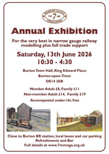 7mm Narrow Gauge Association exhibition returns to Burton-upon-Trent in 2026
