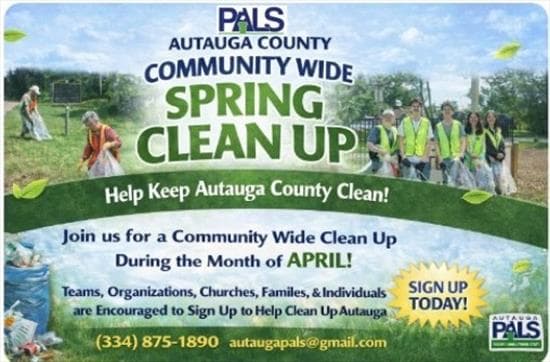 Autauga County, Autauga PALS Announce Community Wide Spring Clean Up