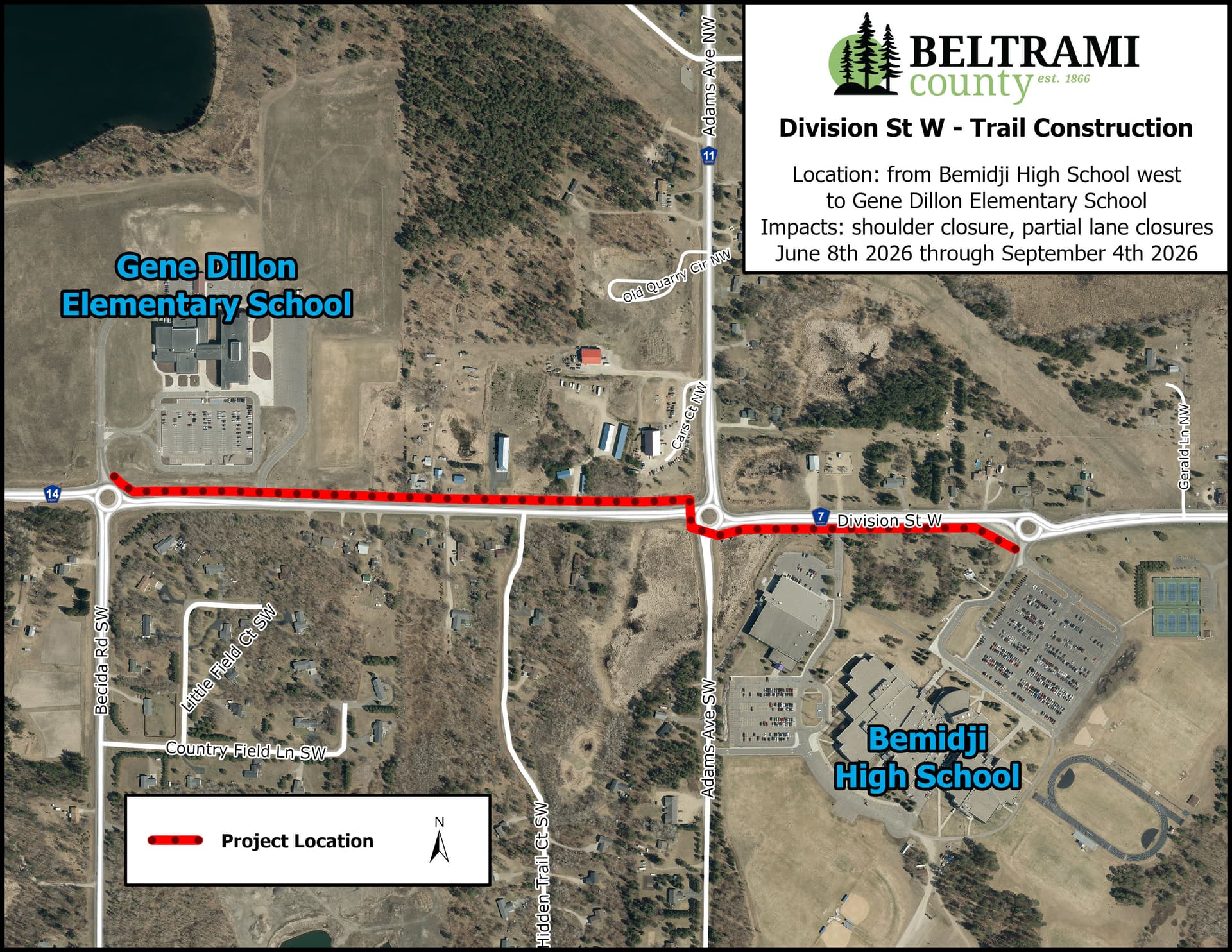 Beltrami County plans June trail construction on Division Street West