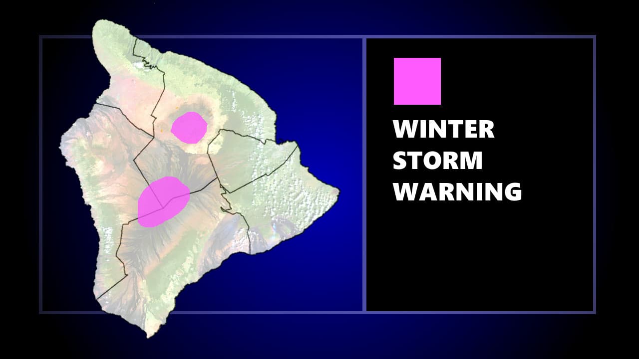 Winter Storm And High Wind Warnings Threaten Mauna Kea, Mauna Loa Summits