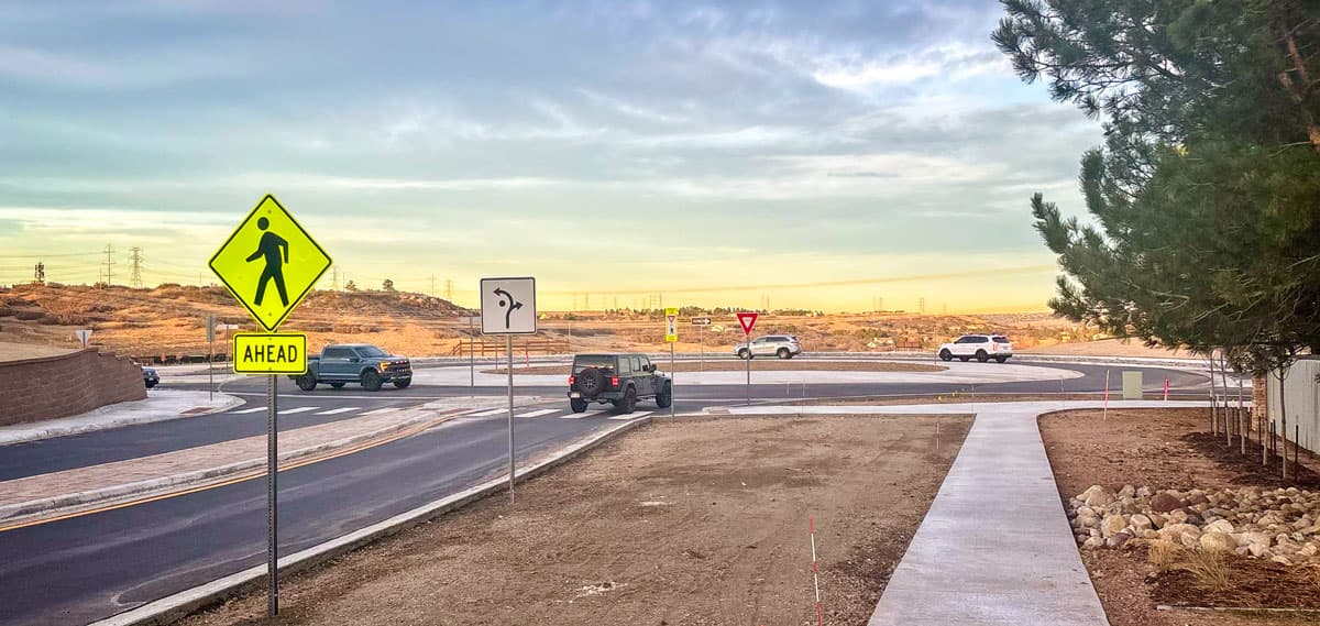 New single lane roundabout opens at Monarch Boulevard and Buffalo Trail, aims to improve safety