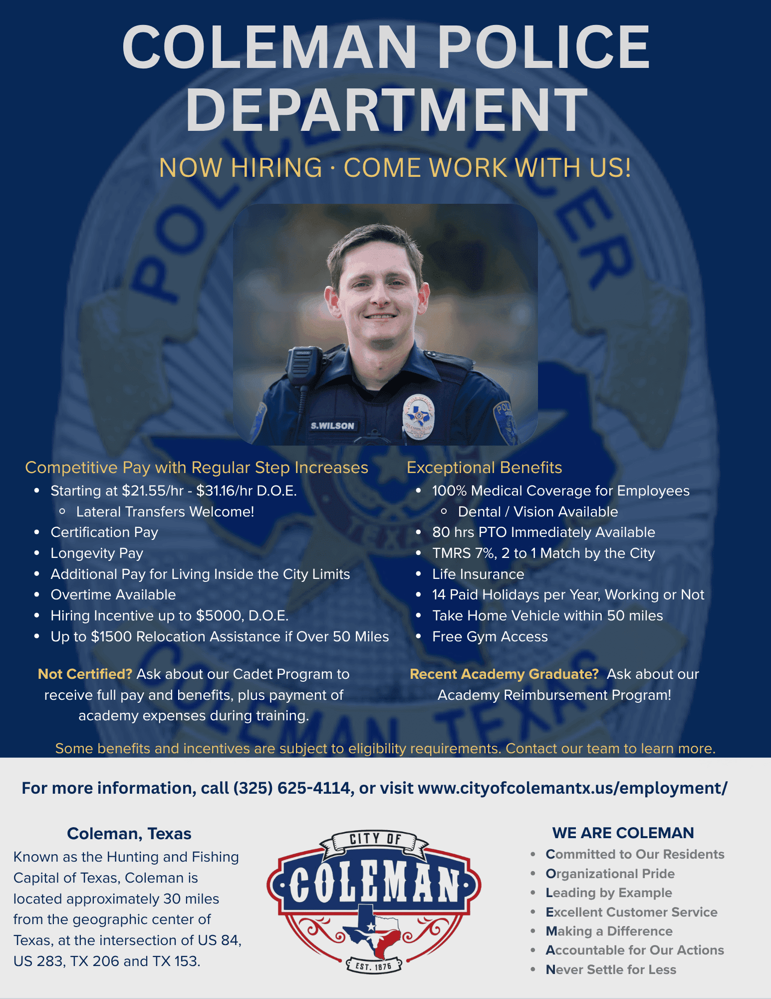 Texhoma police seek full-time officer, require city residency and CLEET certification