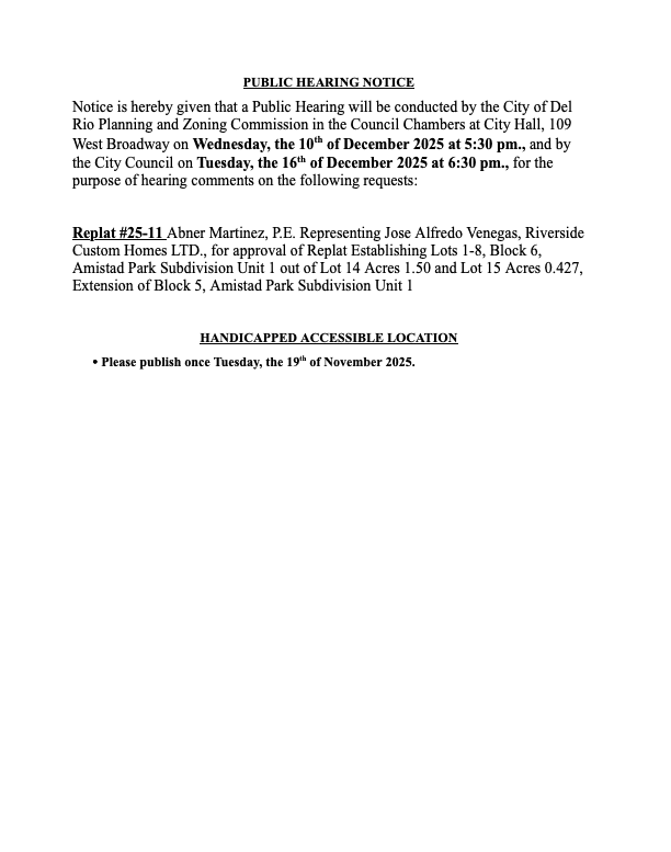 Del Rio zoning board to hear three appeals at City Hall