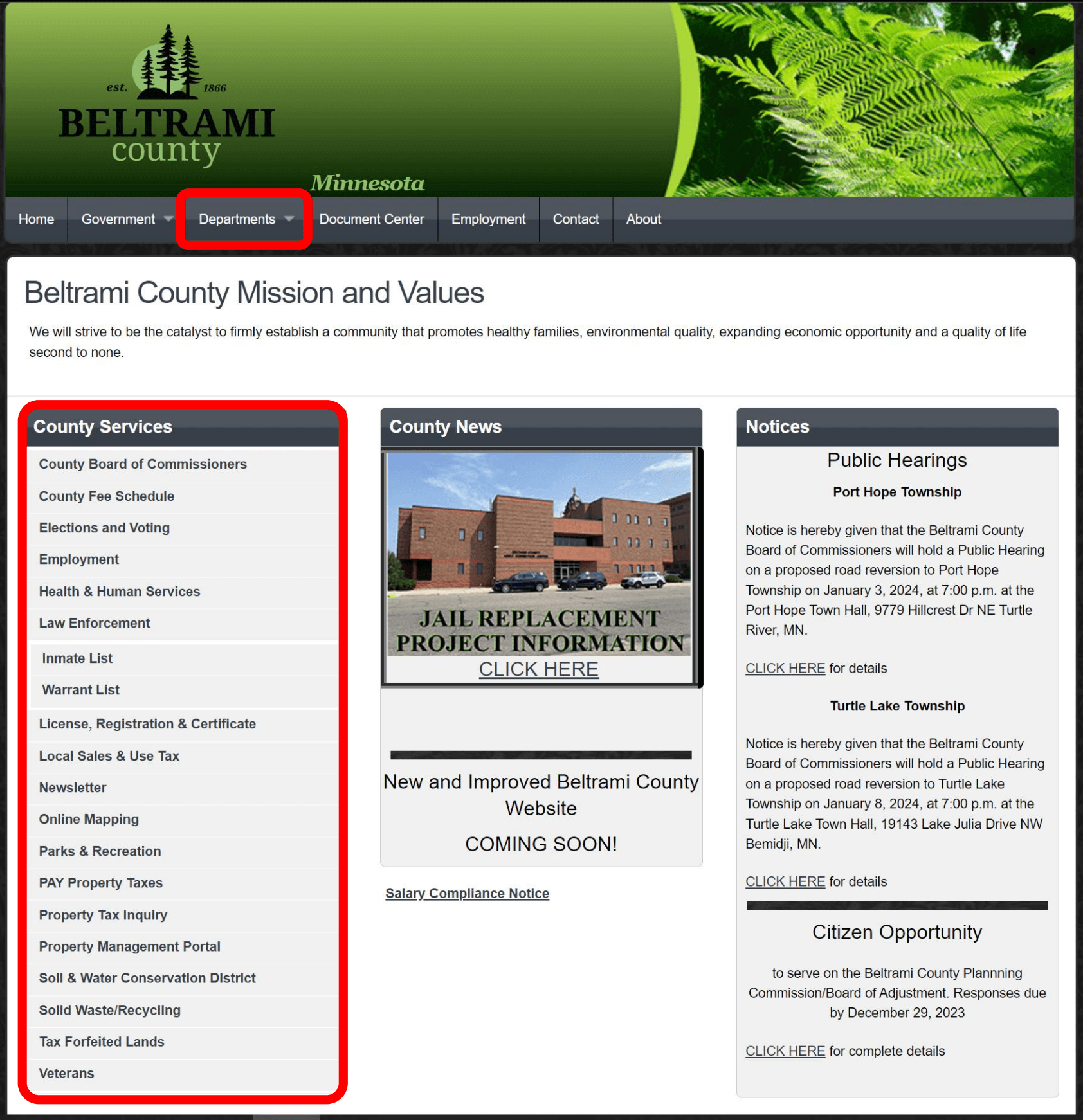 Beltrami County website serves as hub for services, notices