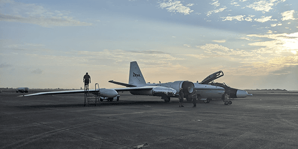 NASA WB-57 research jet makes gear-up landing at Houston’s Ellington Field