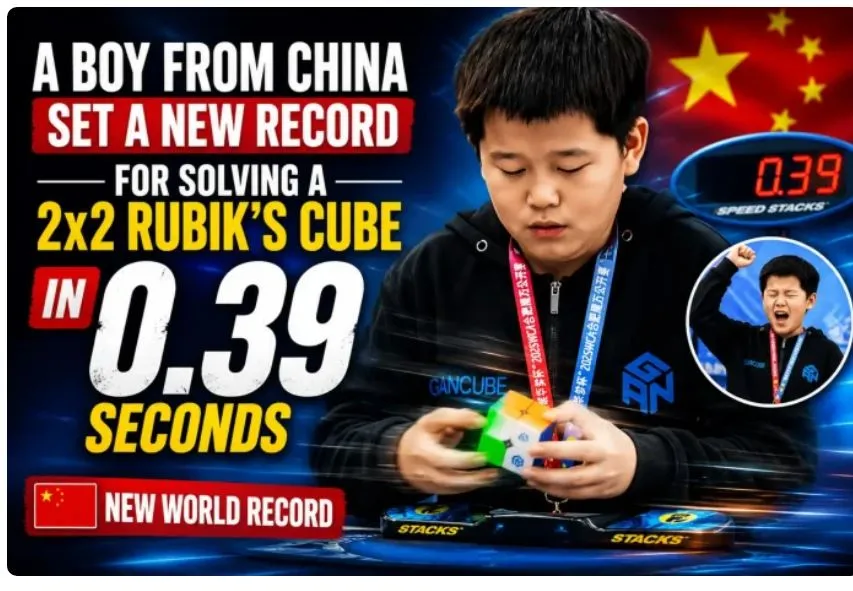 Ziyu Ye sets 2x2 world record with 0.39-second solve