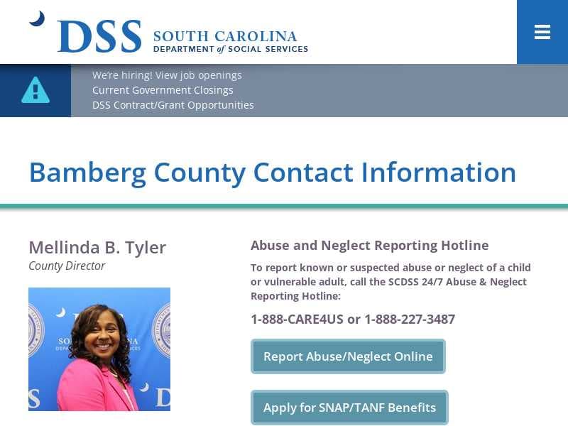 Compiled contacts and sources identify key community services in Bamberg County