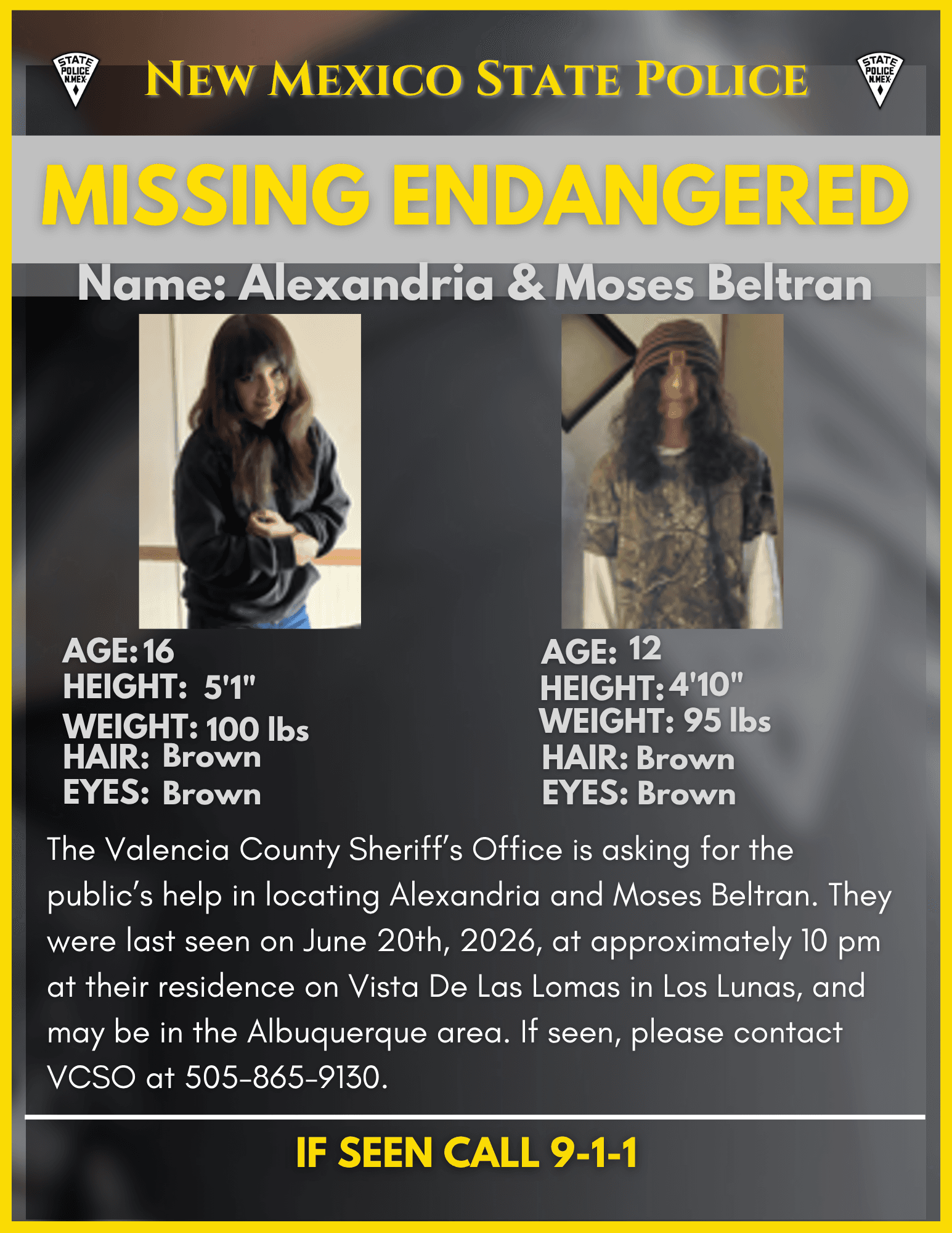 Valencia County endangered missing alert for two people canceled